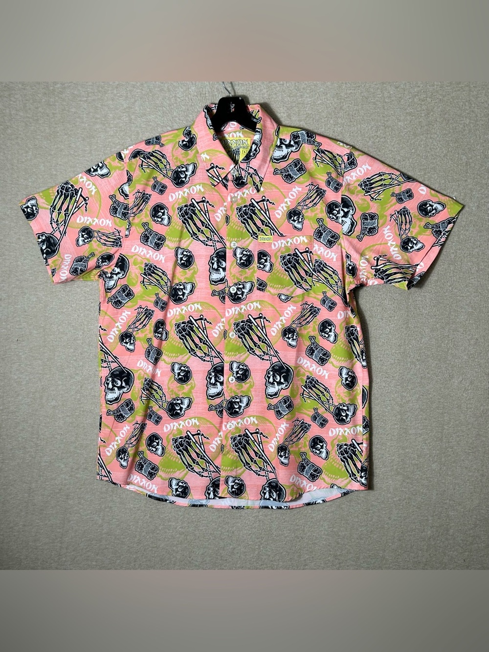 Dixxon Flannel Co Tuna Town Shirt Mens Large Skeleton Skulls Party Short Sleeve
